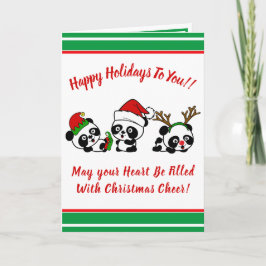 Personlig jul Pandas Helgdag Kort