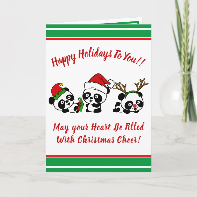 Personlig jul Pandas Helgdag Kort (Framsida)