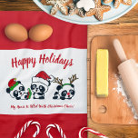 Personlig jul Pandas Kitchen Towel Kökshandduk<br><div class="desc">Den här Personligen fyller du med Helgdag Cheer. Du kan anpassa all text så att du säger något annat om du vill,  eller så kan du behålla den som om du beundrar originalet. Glad helg!</div>