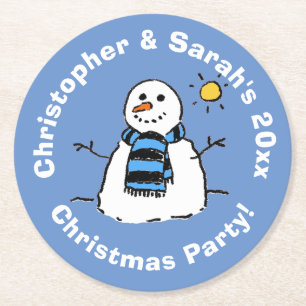 Personlig jul Party Snögubbe Underlägg Papper Rund