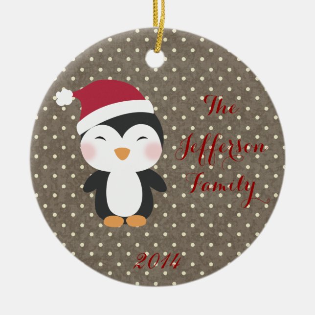 Personlig jul Penguin-familjen Ornament (Framsidan)