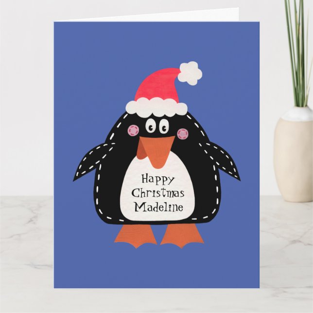 Personlig Jul Penguin Kort (Framsida)