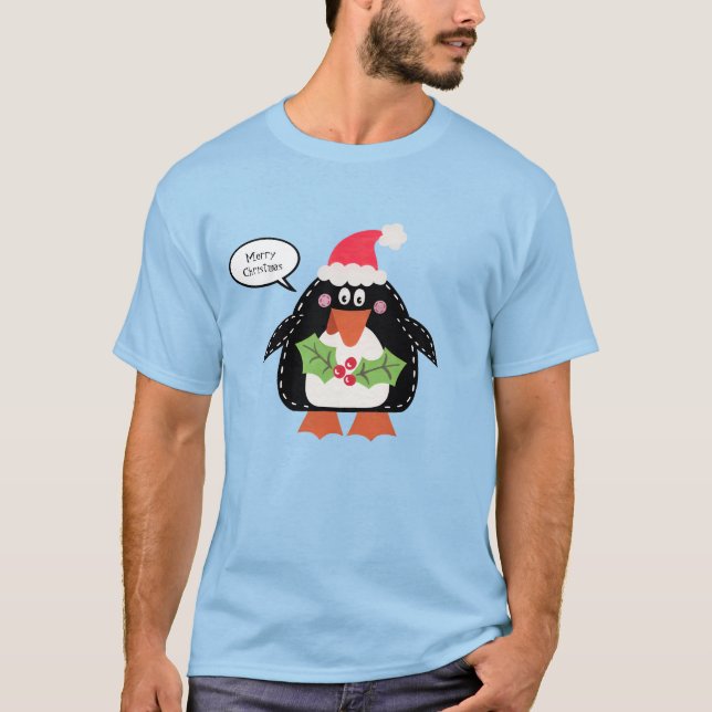 Personlig Jul Penguin T Shirt (Framsida)