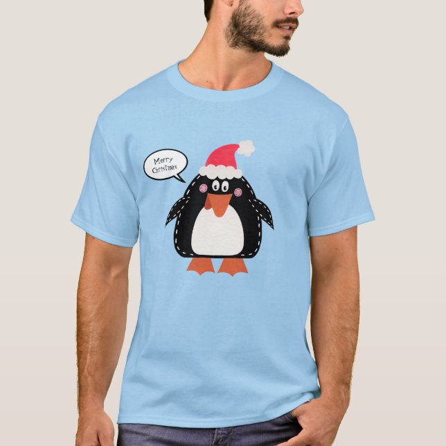 Personlig Jul Penguin T Shirt (Framsida)