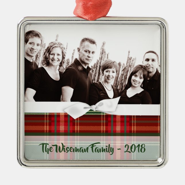 Personlig Jul Play Tartan PHOTO Ornament (Framsidan)