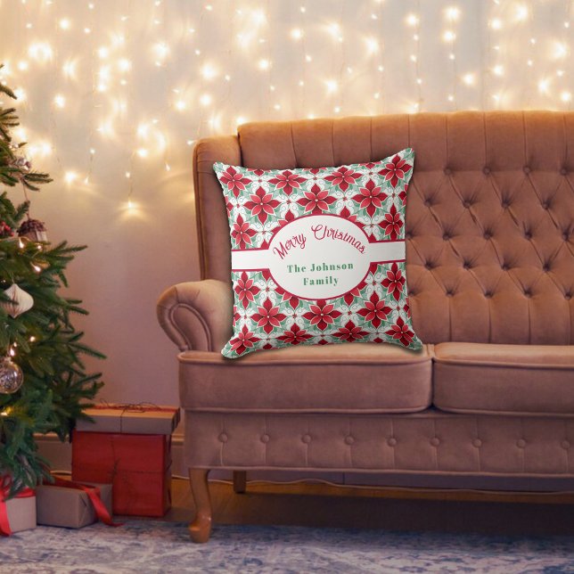 Personlig jul poinsettia mönster kudde (Skapare uppladdad)