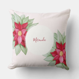 Personlig jul Poinsettia Watercolor Kudde
