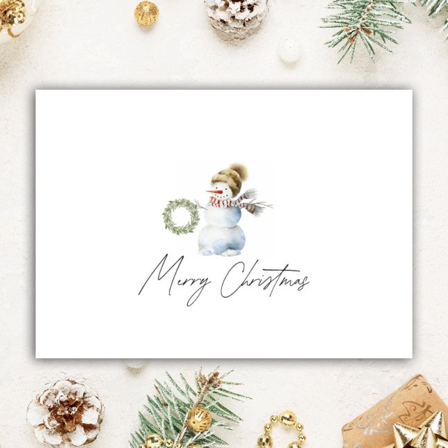 Personlig Jul Realtor Watercolor Snögubbe Helgkort (Skapare uppladdad)