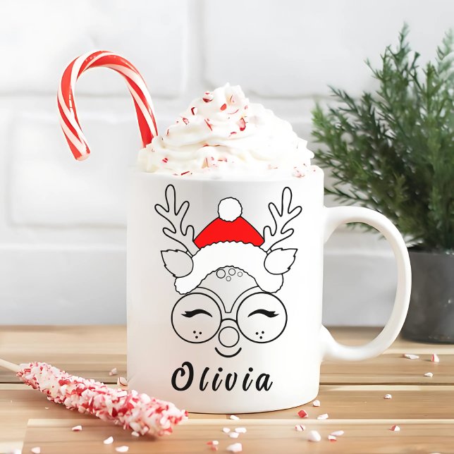 Personlig Jul-rener Ansikte-jul Kaffemugg (Skapare uppladdad)