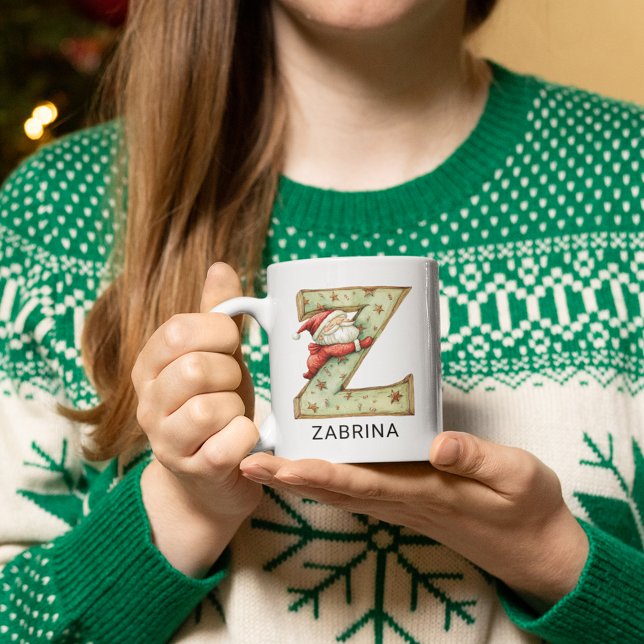 Personlig jul Santa Förnamn Initial Z Kaffemugg (Personalized Santa Christmas Monogram Initial Z Coffee Mug)