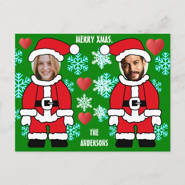 Personlig jul-Santa med ansiktshål Vykort (Framsida)