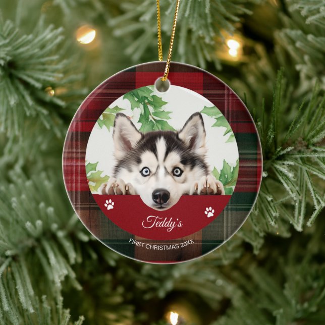 Personlig jul Siberian Husky Julgransprydnad Keramik (Träd)