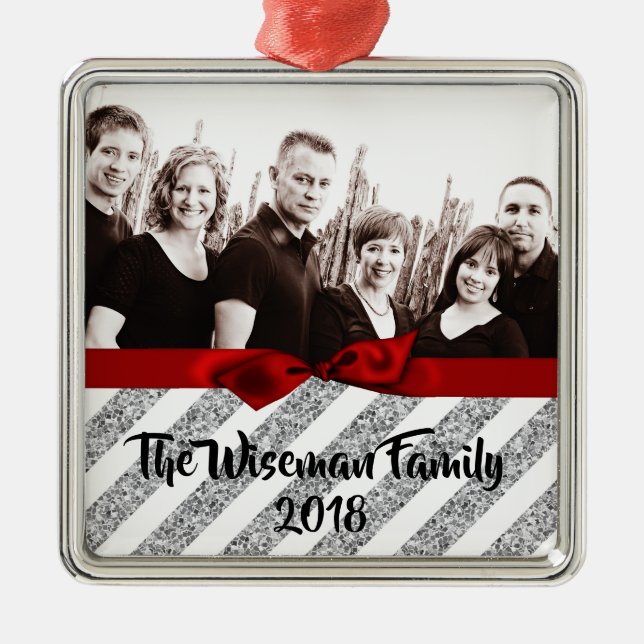 Personlig jul Silv Glitter PHOTO Ornament (Framsidan)