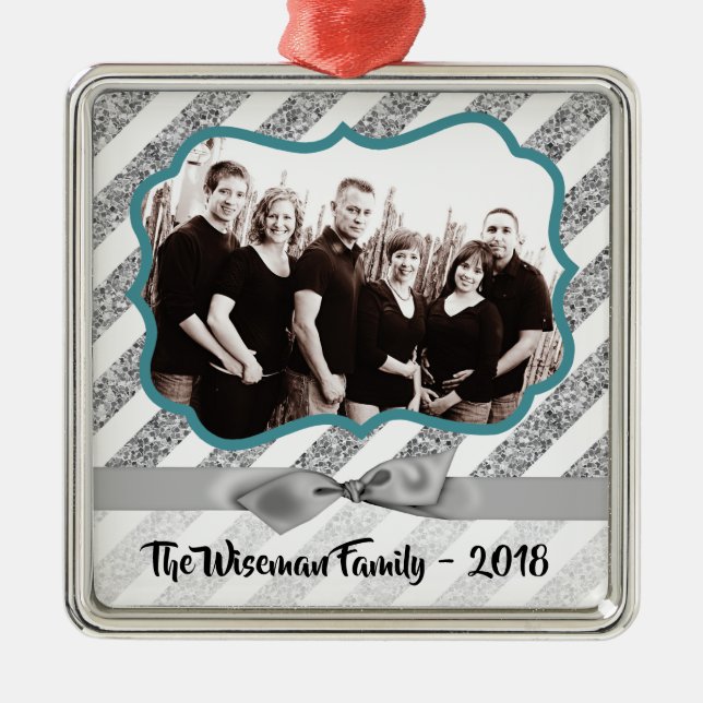 Personlig jul Silv Glitter PHOTO Ornament (Framsidan)
