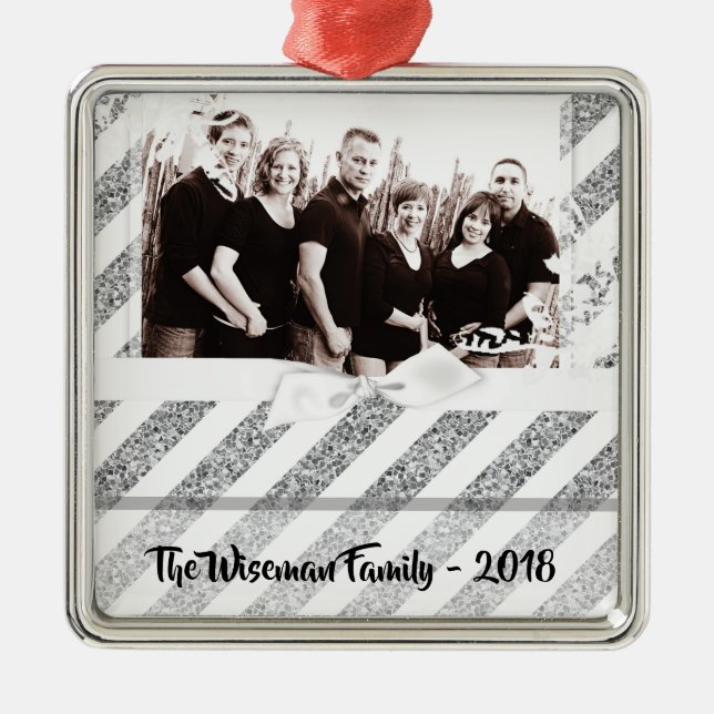 Personlig jul Silv Glitter PHOTO Ornament (Framsidan)