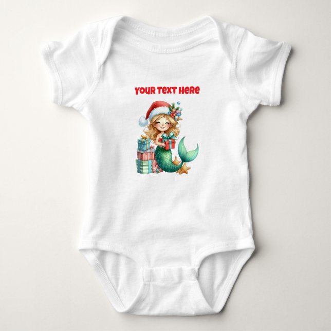 Personlig Jul Sjöjungfru Baby Bodydräkt T Shirt (Framsida)