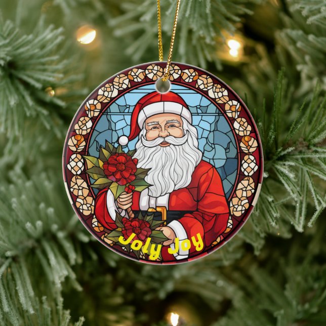 Personlig jul Slogan Jolly Joy Santa Julgransprydnad Keramik (Träd)