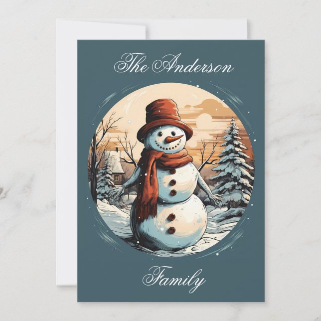 Personlig jul Snögubbe Kort (Framsida)