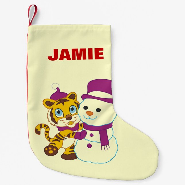 Personlig jul Snögubbe Stocking Liten Julstrumpa (Framsidan)