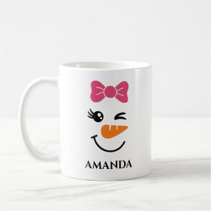 Personlig jul snöman med anpassat namn kaffemugg