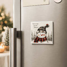 Personlig jul-snöman med familjenamn magnet