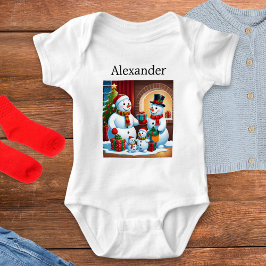 Personlig jul-snömannafamilj bild med namn t shirt