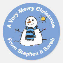Personlig jul snömannen klassisk rund sticka