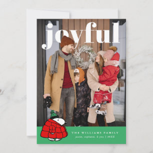 Personlig jul Snoopy-puffjacka med foto Julkort