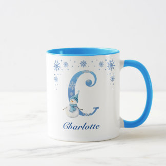 Personlig Jul Snowflake Monogram C Mugg
