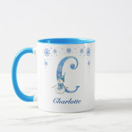 Personlig Jul Snowflake Monogram C Mugg
