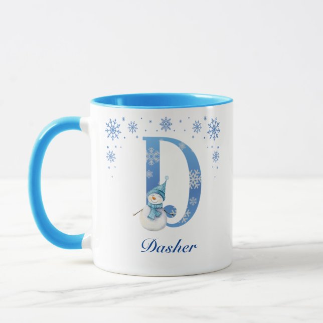Personlig Jul Snowflake Monogram D Mugg (Vänster)