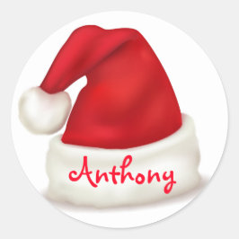 Personlig Jul Stickers/Santa Hat Runt Klistermärke