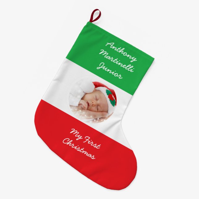 Personlig Jul Stock med italienska Flagga Stor Julstrumpa (Framsidan (Hängande))