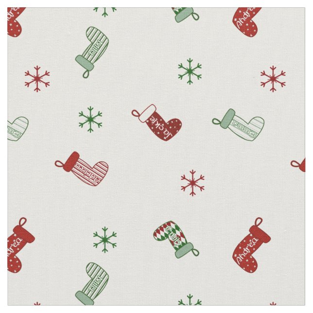 Personlig Jul Stocking Mönster Tyg (Närbild)