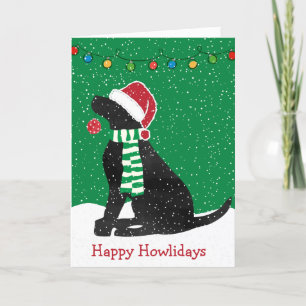 Personlig jul Svart Labradors firande hund Helgkort