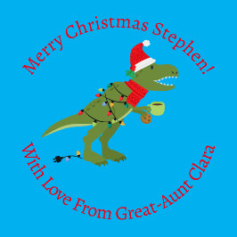 Personlig jul T-Rex Dinosaur Blue Presentpapper
