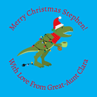 Personlig jul T-Rex Dinosaur Blue Presentpapper