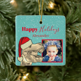Personlig Jul T-Rex Dinosaur Kids Photo Julgransprydnad Keramik