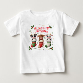 Personlig jul-t-shirt för bebis med ko t shirt