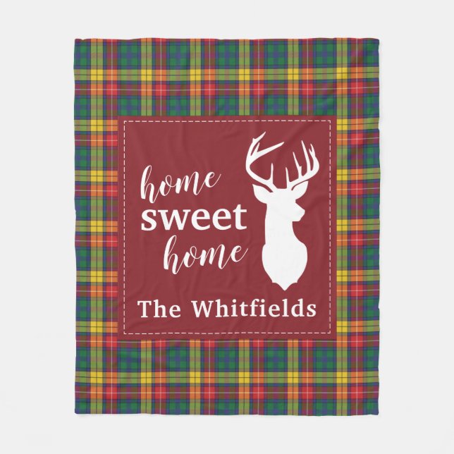 Personlig jul Tartan Klan Buchanan Play Fleecefilt (Framsidan)