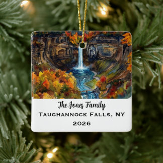 Personlig jul Taughannock Falls, NY Julgransprydnad Keramik
