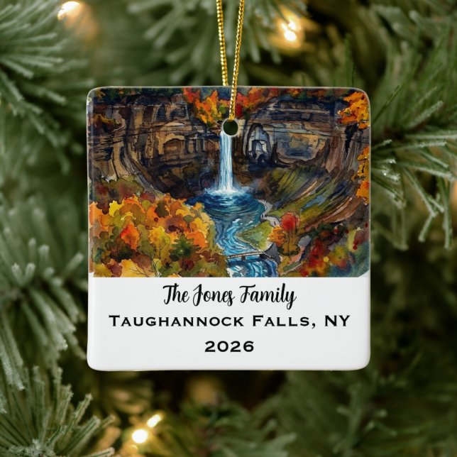 Personlig jul Taughannock Falls, NY Julgransprydnad Keramik (Träd)