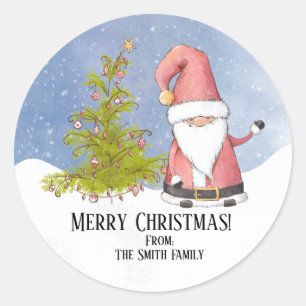 Personlig jul tomte jul runt klistermärke