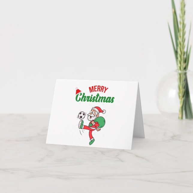 Personlig jul tomte som spelar fotboll jul helgkort (Framsida)