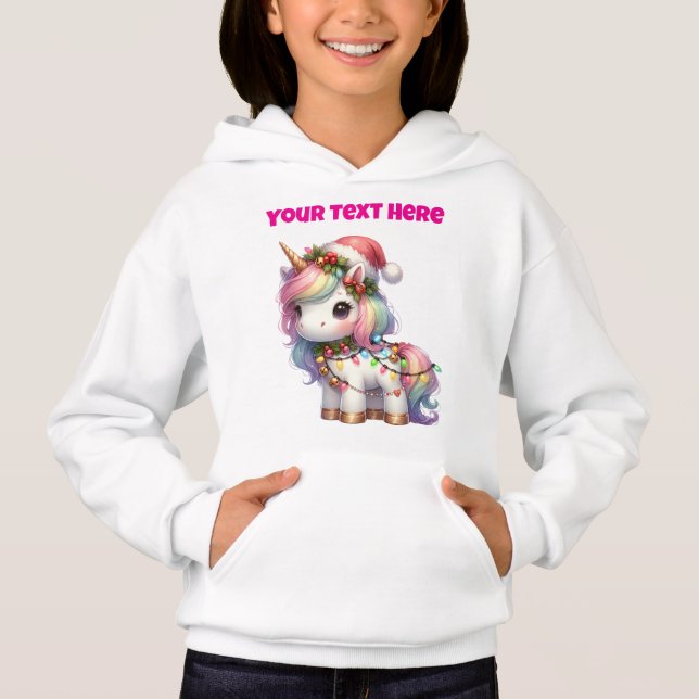 Personlig jul Unicorn Hoodie för barn T Shirt (Framsida)