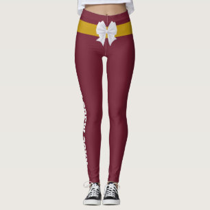 Personlig jul vintage burgunderröd guldbåge leggings