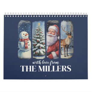 Personlig jul vintage tomte snöman kalender