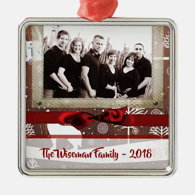 Personlig jul Wood Hjort PHOTO Ornament (Framsidan)