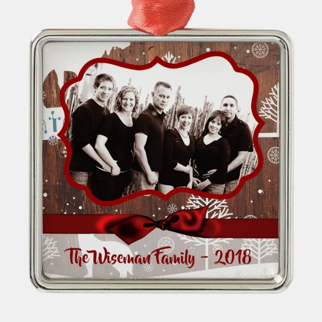 Personlig jul Wood Hjort PHOTO Ornament (Framsidan)
