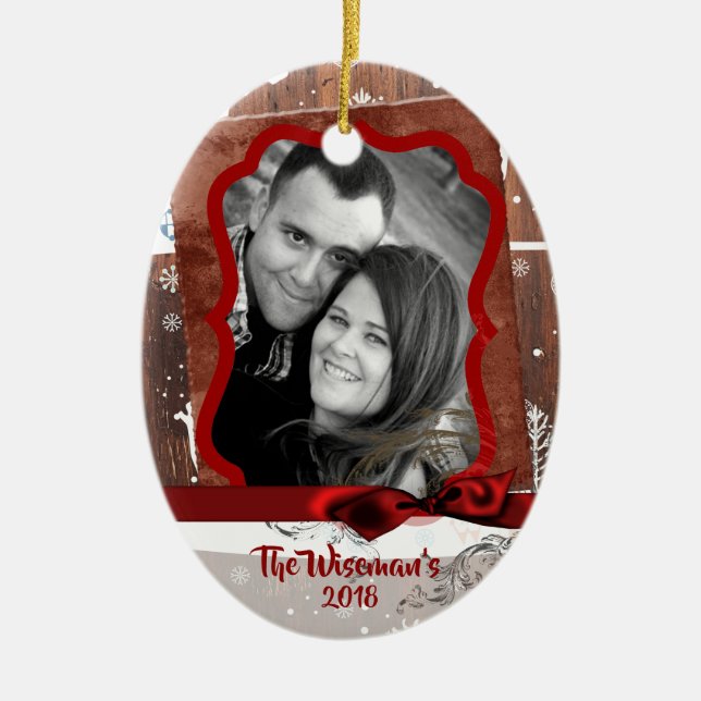 Personlig jul Wood Hjort PHOTO Ornament (Framsidan)